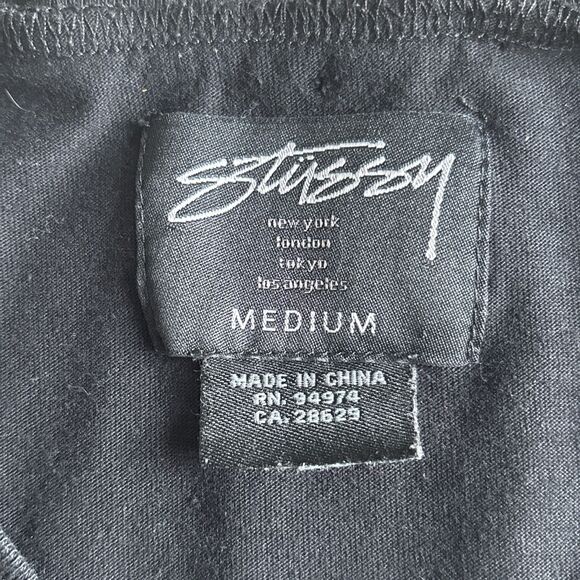 Vintage Y2K Stussy 8 Ball Logo Japan Women’s Black Midi Dress Size Medium - Picture 6 of 12